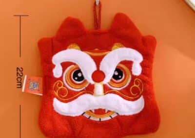 Hand towel with embroidered lion